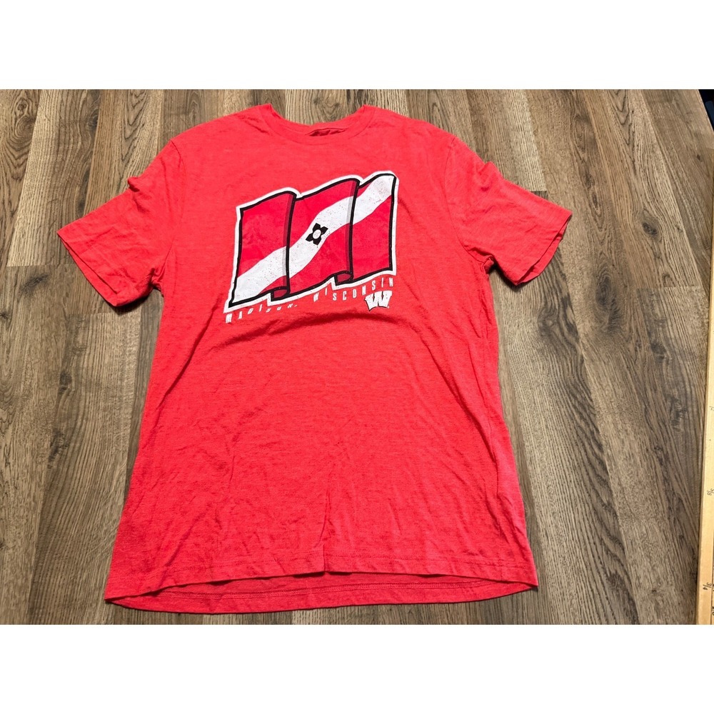 Box Seat Clothing Shirt, Men's Large, Red White Black, Madison Wisconsin